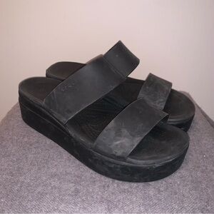 Croc Black Platform Sandals 9